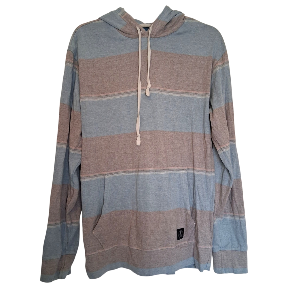Vissla Men's Striped Hoodie Long Sleeve Shirt L/G Teal & Brown